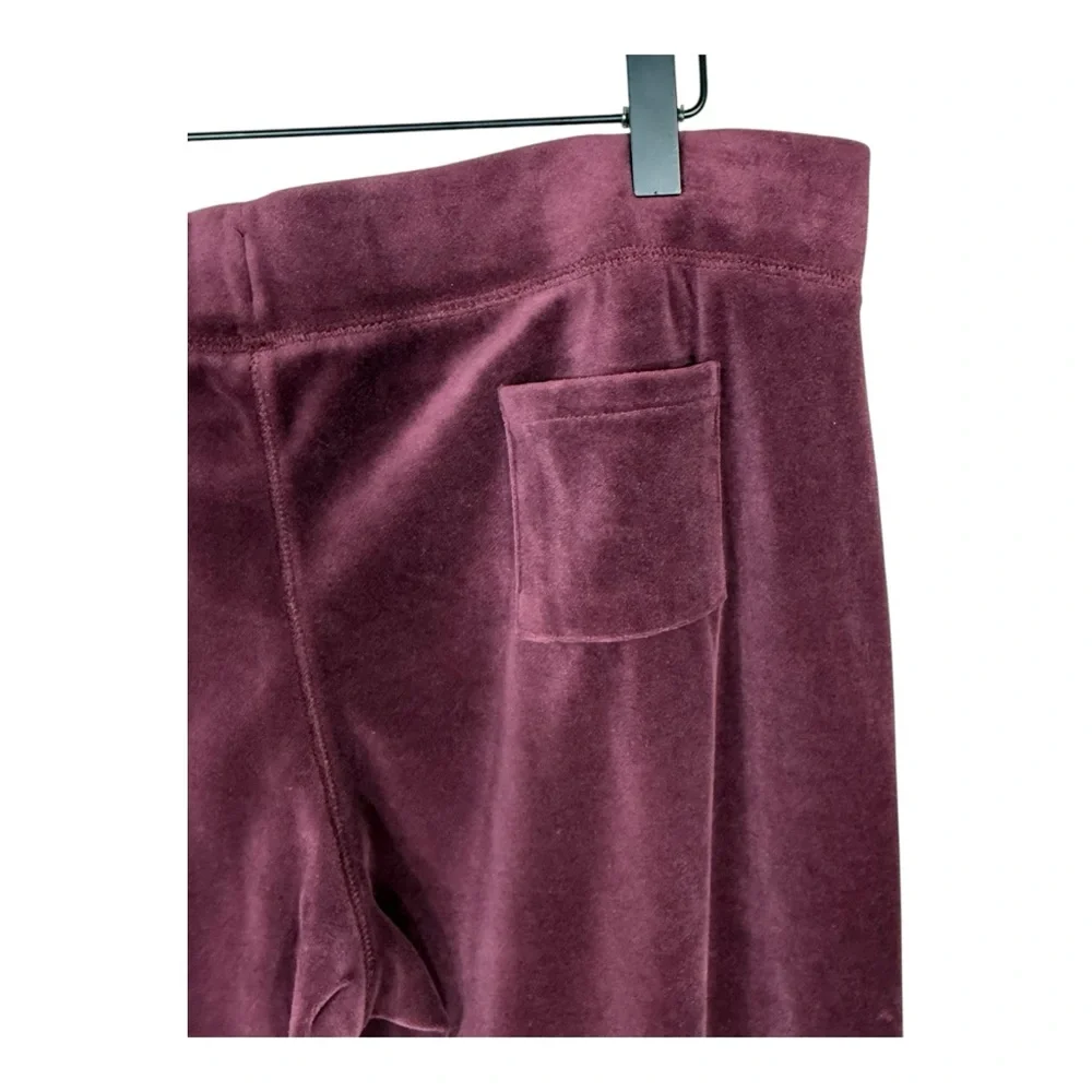 Gap Burgundy Pull On Elastic Waist Wide Leg Velour Lounge Pants Size L - Picture 7 of 8